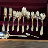 Silverplated Flatware Set with Wooden Storage Case - thumbnail 2 of 9