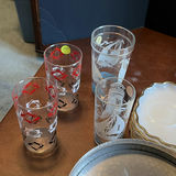 Assorted Vintage Glassware, Serving Trays, Bowls, Cups, and Metal Serving Dish - thumbnail 3 of 8