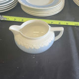 Blue and White Dinnerware Set with Plates, Cups, Teapot, and Creamer - thumbnail 12 of 12