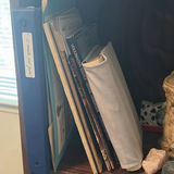 Wooden Bookshelf with Books, Binders, and Decorative Items - thumbnail 2 of 12