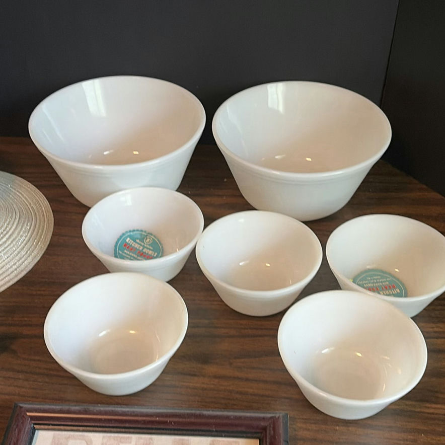 White Mixing Bowls, Framed Monaco Print, Hat, and Decorative Metal Pieces - image 6 of 7