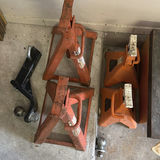 Pittsburgh Los Angeles metal toolbox, tow chain, jack stands, and trailer hitch receiver - thumbnail 4 of 4