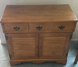 Wooden Cabinet with Drawers and Louvered Doors - thumbnail 1 of 7