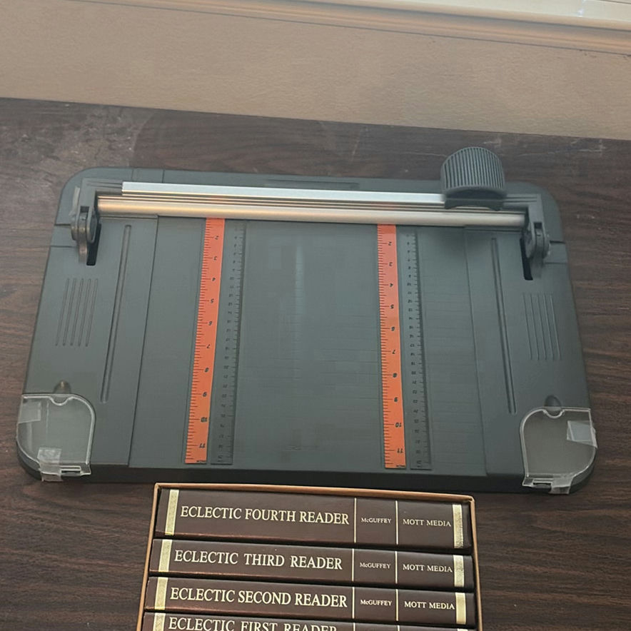 Fiskars Paper Trimmer, Table, McGuffey Reader Book Set, Rand McNally TripMaker 1997, and Cutting Strip - image 3 of 6