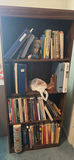 Wooden Bookshelf with Books, Binders, and Decorative Items - thumbnail 1 of 12