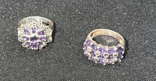 Two Sterling Silver Purple Stone Rings - image 1 of 5