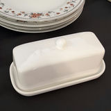 Floral Pattern Dinnerware Set with Plates, Cups, Saucers, Bowls, Platter, and Butter Dish - thumbnail 10 of 17
