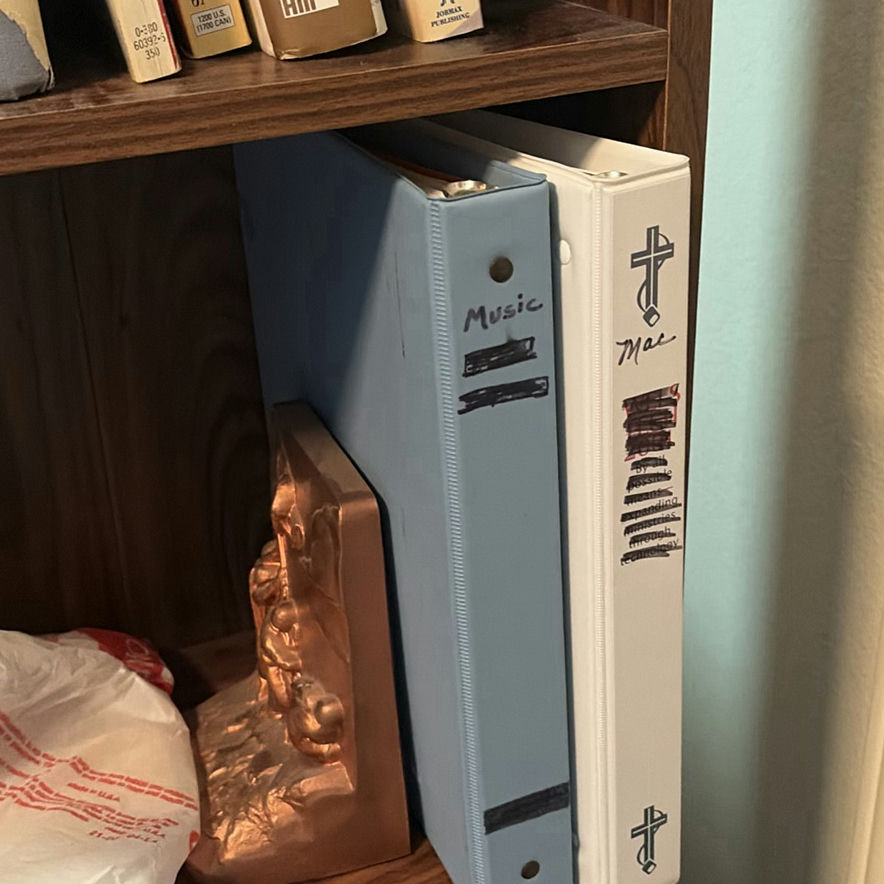 Wooden Bookshelf with Books, Binders, and Decorative Items - image 5 of 12