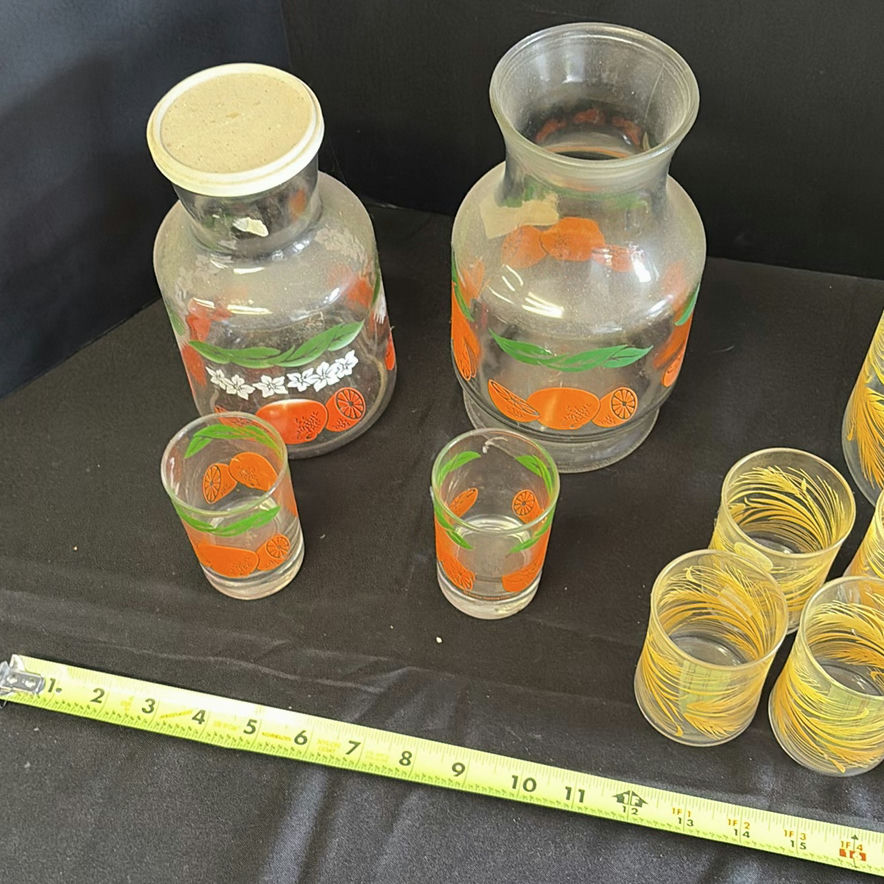 Vintage Glass Beverage Carafes and Drinking Glasses - image 3 of 5