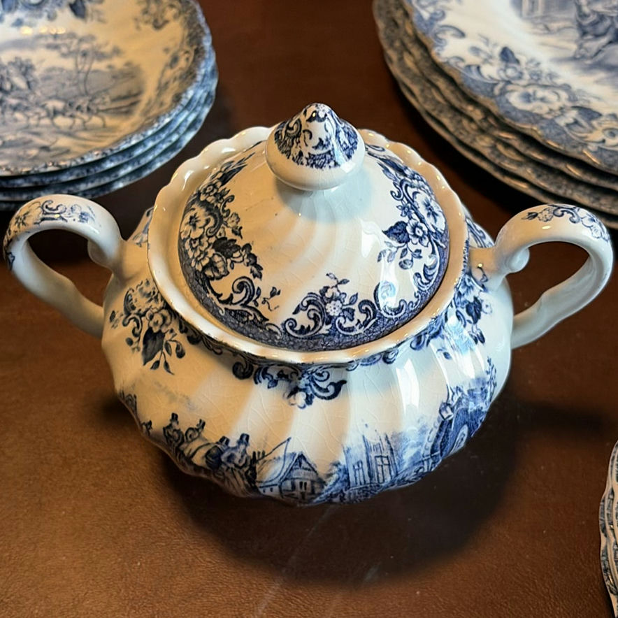 Blue and White Transferware Dinnerware Set - image 11 of 13