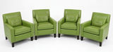 Pottery Barn Custom Leather Armchairs – Pistachio Green – Executive / Designer Seating - thumbnail 2 of 8