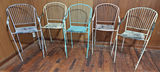 Lot of 5 Vintage Weathered Wrought Iron Counter Height Stools - thumbnail 1 of 11