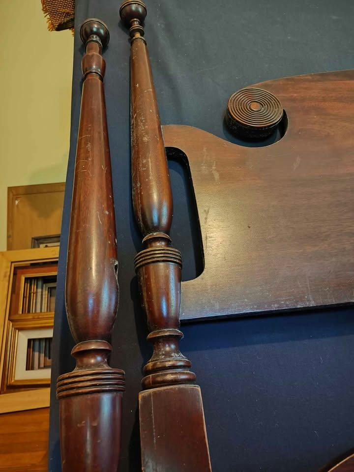 Antique American Empire Revival Mahogany Full-Size Bed Frame – Project Piece - image 5 of 11
