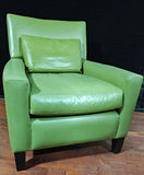 Pottery Barn Custom Leather Armchairs – Pistachio Green – Executive / Designer Seating - thumbnail 5 of 8
