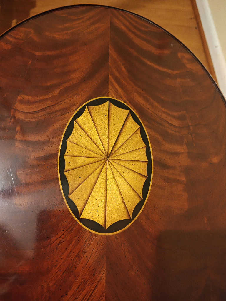 Vintage Hekman Furniture Co. Inlaid Mahogany Oval Accent Table with Glass Top - image 3 of 6