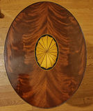 Vintage Hekman Furniture Co. Inlaid Mahogany Oval Accent Table with Glass Top - thumbnail 1 of 6