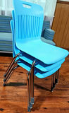 Lot of 3 Virco Analogy Stacking Chairs – Robin's Egg Blue & Chrome – MCM style - thumbnail 5 of 7