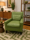 Pottery Barn Custom Leather Armchairs – Pistachio Green – Executive / Designer Seating - thumbnail 1 of 8