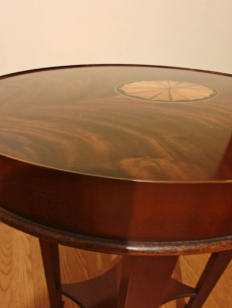 Vintage Hekman Furniture Co. Inlaid Mahogany Oval Accent Table with Glass Top - image 6 of 6