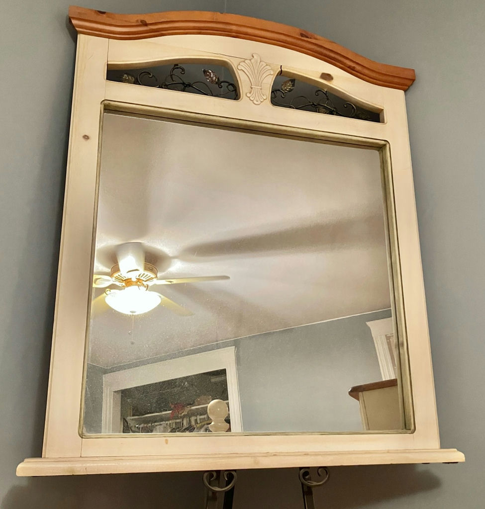 Country Style Wood and Iron Leaf Scroll Dresser Mirror - image 1 of 4
