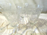 6 Antique Etched Glass Wine Glasses - thumbnail 3 of 5