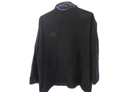 Claudia Nicole Black Fringe Cape Cashmere Wool Blend - Image 1 of 9