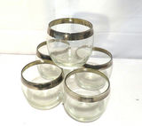 Set of 5 Roly Poly Silver Trim Low Ball Drinking Glasses - thumbnail 2 of 4