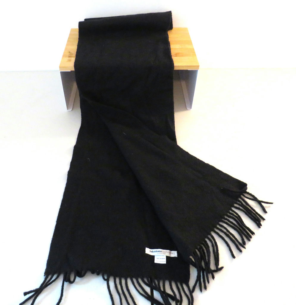 Johnston's Cashmere Fringed Black Scarf - image 1 of 3