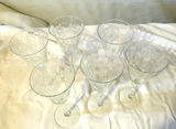 6 Antique Etched Glass Wine Glasses - thumbnail 2 of 5