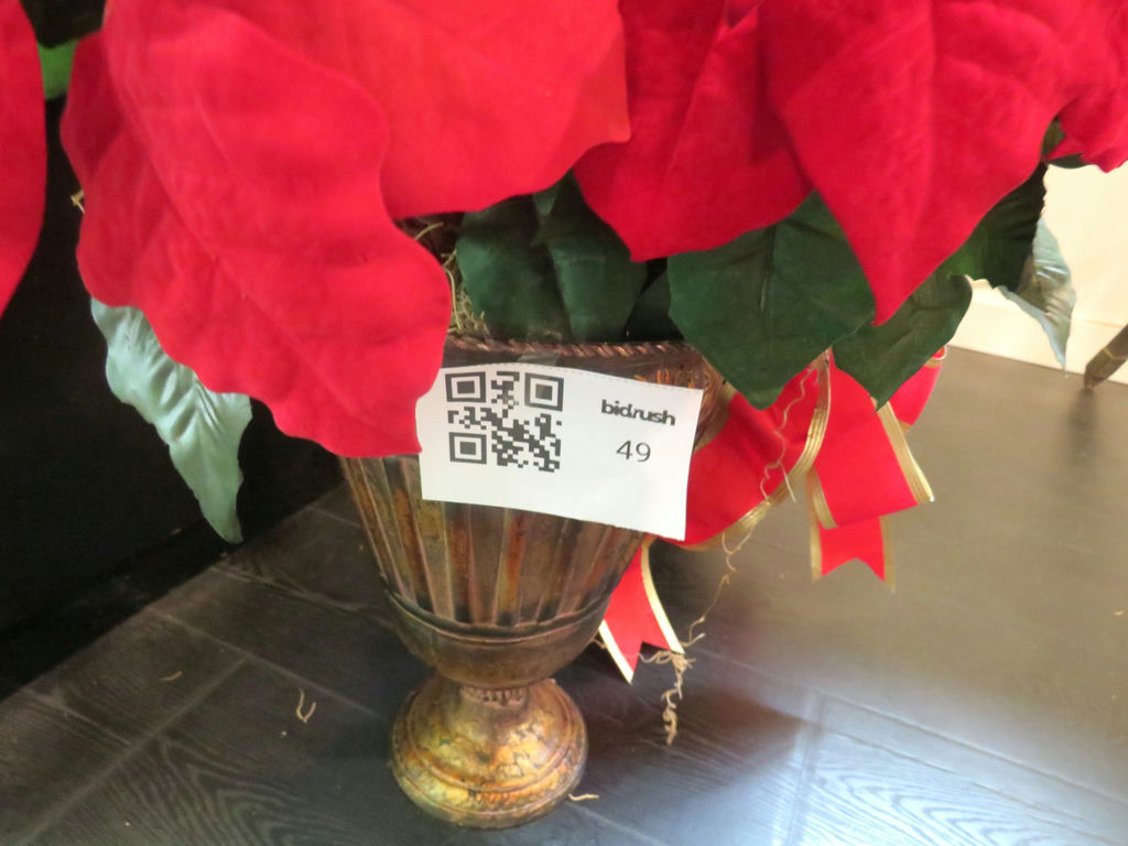Pair of Faux Poinsettia Plants in Metal Urns Christmas - image 5 of 5