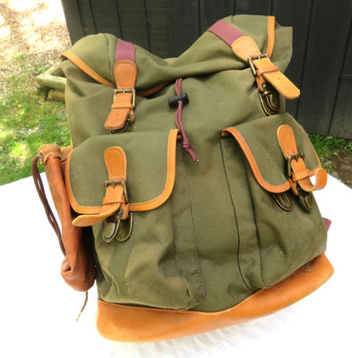 Vintage LL Bean Backpack with Leather Trims - Image 1 of 8