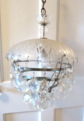 Vintage Crystal Prisms Glass Chandilier - Image 1 of 6