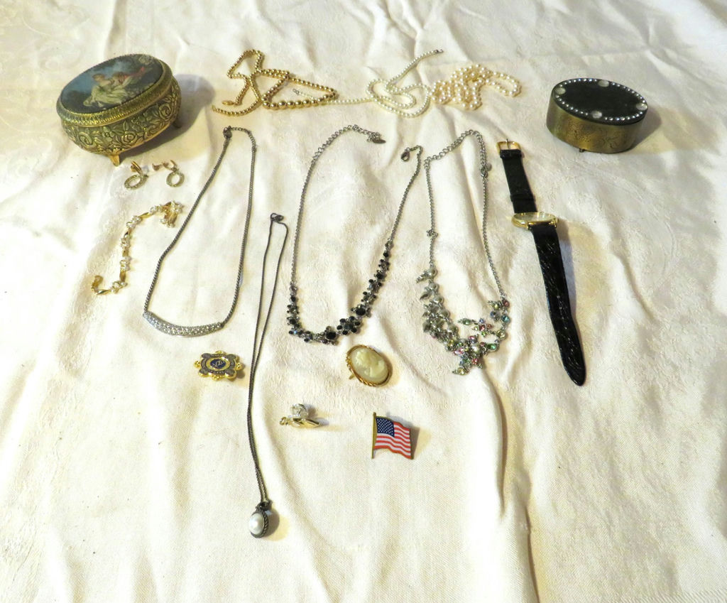 Vintage Costume Jewelry and Citizens Watch and Trinket Box - image 1 of 11