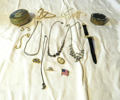 Vintage Costume Jewelry and Citizens Watch and Trinket Box - Image 1 of 11