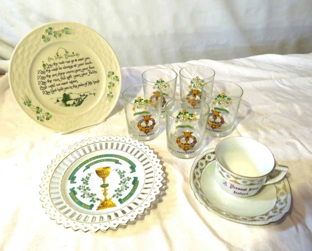 Irish Theme Plates and Glasses Belleek - image 1 of 9