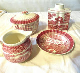 5 piece Spode Copeland Red Transferware  - thumbnail 1 of 12