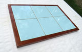 MCM Blue Tile with Wood Trim Tray Trivet Table Top - thumbnail 3 of 4