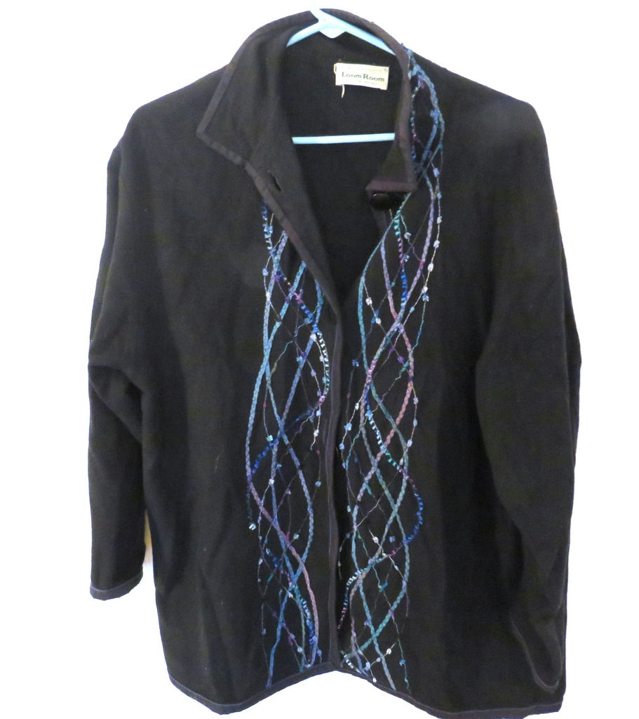 Jane Franke Loom Room Cardigan Sweater with Weaving - image 1 of 3