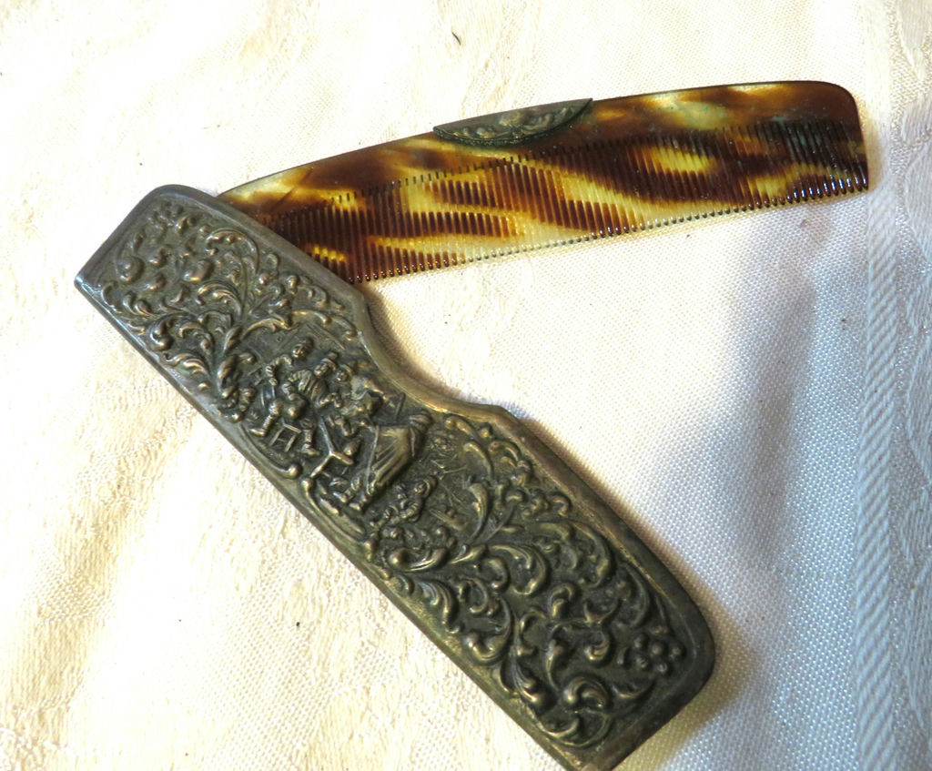 Vintage Ornate Brass Desk Lot Envelope Holder and Comb - image 7 of 7