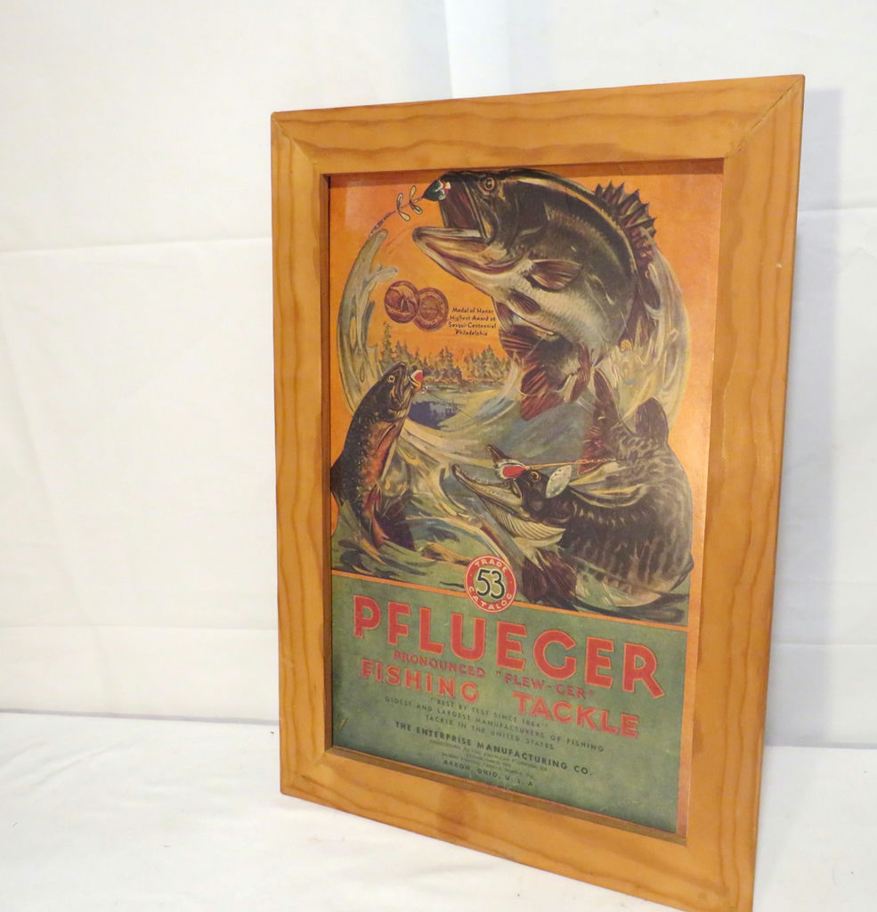 Vintage Pflueger Fishing Tackle Ad Print Framed - image 2 of 4