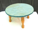 MCM Vintage Green Barkcloth Stool - thumbnail 1 of 5