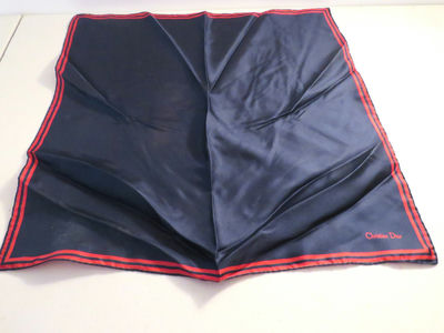 Christian Dior Silk Square Scarf Handkerchief Navy - Image 1 of 4