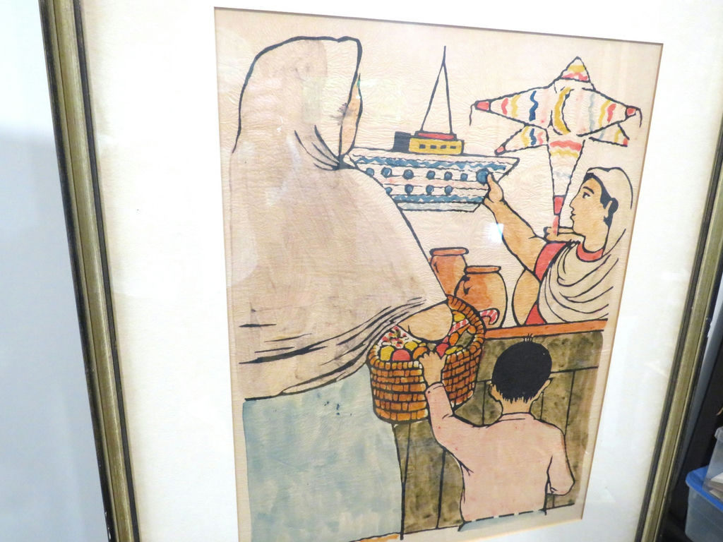 Watercolor and Ink Mexican Market Scene Artwork Framed - image 2 of 5