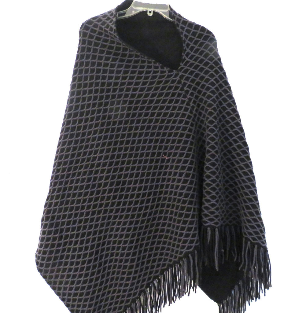 Claudia Nicole Black Fringe Cape Cashmere Wool Blend - image 2 of 9