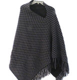 Claudia Nicole Black Fringe Cape Cashmere Wool Blend - thumbnail 2 of 9