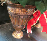 Pair of Faux Poinsettia Plants in Metal Urns Christmas - thumbnail 4 of 5