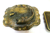 Brass Belt Buckles Billy Beer Fish and 2 Orange Browning Caps - thumbnail 4 of 9