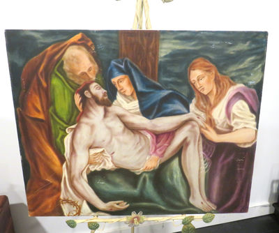 Renaissance Style Religious Oil Painting on Canvas - Image 1 of 7