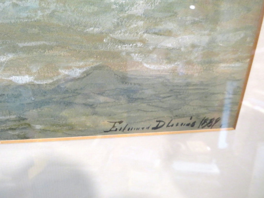 Edmund Darch Lewis Watercolor Seascape Framed 1889 - image 2 of 4