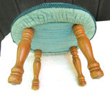 MCM Vintage Green Barkcloth Stool - thumbnail 3 of 5